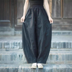 Johnature Lahtine elastne v&ouml;&ouml;koht vabaaja vintage Bloomers p&uuml;ksid naine s&uuml;gis lahtised retro &uuml;hev&auml;rvilised vabaaja p&uuml;ksid One Size