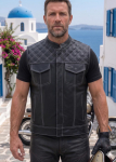 GearX Carlo nahkvest mootorratta v&ouml;&ouml;mantel Teemantmustriga Cruiser Chopper Harley Sons of Anarchy Style M valge