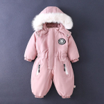 Talvine lasteriiete komplekt Thicken Baby Boys Jumpsuit Plus Velvet Baby suusakost&uuml;&uuml;m Soe poiste kombinesoon Body 1-4 aastastele t&uuml;drukutele 120 roosa