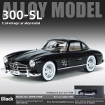 2024 Uus 1:24 Mercedes Benz 300SL sulamist klassikaline vanaauto mudel auto mudel survevalu metallist tagasit&otilde;mbav helivalgus auto lastele kingitus must