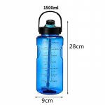 1,5 l/2 l/3 l pudelis suure mahutavusega spordiveetops, lekkekindel &otilde;lgplasti ja ajatempliga koduseks v&auml;lispordiks 1500ml