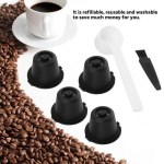 Fihero 4 tk Korduvkasutatavad kohvikapsli filtrid plastikust ja roostevabast terasest koos puhastusharjaga