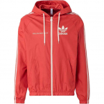Adidas Originals Logotr&uuml;kiga triibuline lukuga pikkade varrukatega kapuutsiga spordijakk Meeste jakk Punane HL9282 XL