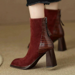Moodsad Naiste Suede Ruudukujulise Ninaga Pahkluusaapad Elegantne K&otilde;rge Kontsaga Kingad Naine 2025 Trend Talvine Kleit Uued Kingad Mootorratturi Saapad Mujer Botas 35 veinipunane v&auml;rv