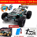 Uus nelikveoline suure vastupidavusega 80 km/h nelikveoline RC-auto maastikuauto 4x4 RC 1:16 t&auml;ismahus kiiret Big Foot Fast Drift v&otilde;idus&otilde;iduautot lastele With 1B roheline