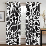 Moodne abstraktne disain pimendav kardin metallgraffiti akna kardinad elutuppa magamistuppa kodu kaunistamiseks k&otilde;rge varjutusega kardin W55 X H120cm X 2&Grommet Top white