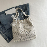 Loominguline lilleline lilleprintimine l&otilde;uendikott Suure mahutavusega lihtne mitmek&uuml;lgne kaenlaaluse k&auml;ekott korduvkasutatavad kandekotid valge