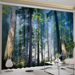 Looduslik maastik Mets maastik Muru Puu Aken Kardinad Elutoa Rulood Magamistoa Vannitoa K&ouml;&ouml;k Uks Kodukaunistus 2tk W60X150H(cm)x2Pcs&Grommet Top