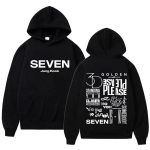 JungKook Seven Huppar Naistele Harajuku Seistes Sinu k&otilde;rval Hupparid Unisex S&uuml;gis Talv Vintage Seven Dressipluusid Korea M gray