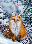 5D Teemantmaal Uus Fox Talvine Kodukaunistus Tikand Mosaiik Loom Lumi Ristpistes Seinakleebis Full Round 20x30CM