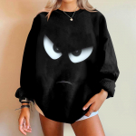 Naiste Expression Print Pullover &Uuml;markaelus Drop Shoulder Pikkade varrukatega dressipluus L must