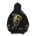 Hiina stiilis moodne tikitud Phoenixi dressipluus meestele ja paaridele 2XL must