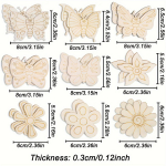 18 komplekti viimistlemata puidust v&auml;ljal&otilde;iked, liblika- ja lillekujud maalimiseks, 9 stiili, meisterdamise toorikud kodukaunistuseks rippuvate kaunistuste jaoks 18pcs