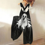 Laia s&auml;&auml;rega kombinesoonid naistele Vabaaja vabad varrukateta kombinesoonid Retro Halloweeni printimisega metallist n&ouml;&ouml;biga pikad p&uuml;ksid taskutega kombinesoonid S