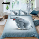 Laste Multikakooniline Elevant Tekikott Armas Loomateemaline Voodipesukomplekt T&auml;issuuruses T&uuml;drukutele Poistele Kawaii Toakujundus Mikrokiud Tekikate EU single(135x200cm) beige