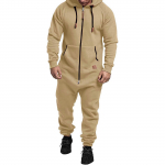 Meeste vabaaja &uuml;hev&auml;rviline fliisist kapuutsiga jumpsuit XL mustjasvalge