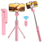 Mitmek&uuml;lgne selfie-pulk telefonihoidikuga ja juhtmevaba kaugjuhtimispuldiga, mis v&otilde;imaldab 360&deg; p&ouml;&ouml;rlemist reisimiseks, &uuml;hilduv iPhone'i/Samsungi/Androidiga roosa