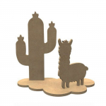 D&eacute;coration 3D en bois MDF - Lama et cactus