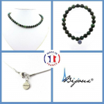 Pierres et Min&eacute;raux. Parure bijoux Bracelet Collier perles Emeraude de Zambie 8 mm. Chaine Taille personnalisable.