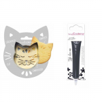 Kit pour biscuit en relief Chat + Stylo au chocolat noir hall