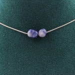 Pierres et Min&eacute;raux. Collier 2 perles Jaspe bleu d'Afrique du Sud. Chaine en acier Collier femmes, hommes. Taille personnalisable.
