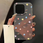 Mobiiltelefoni&uuml;mbrised iPhone 11 13 15 Pro Max 12 14 Pro Max &uuml;mbrisele iPhone 16 15 Plus 13 Pro 12 j&auml;&auml;tunud tekstuuriga maalitud koomiksililled iPhone 11 valge