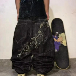 Ameerika Y2K Fashion Trend Lahtised sirged teksad Naiste T&auml;navahip-hop Vintage Joker Suured laia s&auml;&auml;rega p&uuml;ksid Unisex Mopping-teksad M