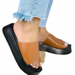 Suvised uued naiste kingad Moodsad paksude tallaga slip-on varba avatud vabaaja sandaalid Nahast sussid 37 pruun