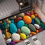 V&auml;rviline kivikestega diatomiitmuda imav vannitoa- ja du&scaron;imatt 80x120cm Diatom Mud Rubber Base