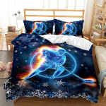 3D j&auml;&auml;hoki voodipesukomplekt noortele j&auml;&auml;hokif&auml;nnidele, laste voodipesu poistele ja t&uuml;drukutele, spordim&auml;ngude teema, &uuml;heinimese/kahekohalise voodi kingitus Baby 100x135cm