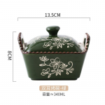 Keraamiline mikrolaineahju k&uuml;psetuskauss Kodu K&auml;sitsi maalitud Isolatsiooniga V&auml;rvitud Kaane ja Helmeotsaga Suupiste Kommi Kuivatatud Puuvilja Kauss Kaane ja Kaas 340ml roheline