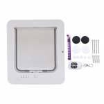 Mikrokiibiga kassiuks Automaatne avamine Ilmastikukindel 210mAh aku Juhitav sisenemine v&auml;ljumine Lemmiklooma uks valge