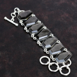 Tahuline h&otilde;bedase l&auml;ikega obsidiaan k&auml;ev&otilde;ru v&auml;&auml;riskivi ehted 925 sterlingh&otilde;be k&auml;ev&otilde;ru reguleeritav kett k&auml;ev&otilde;ru k&auml;sitsi valmistatud k&auml;ev&otilde;ru kingitusteks Adjustable