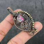 Mosaic Jasper Handmade Copper Wire Wrap Jewelry Pendant 2.56 h4n83