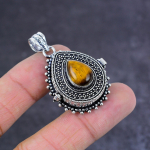 Tiger Eye Handmade 925 Sterling Silver Gift Jewelry Poison Pendant 1.77 u7z66