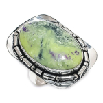 Swiss Green Opal Handmade 925 Sterling Silver Jewelry Ring Size 9 b8u74