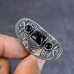 Black Spinel Handmade 925 Sterling Silver Jewelry Ring Size 6 Gift For Her t2v14