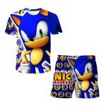 2025 MINISO Uus Jaapani koomiks Sonic 2 T-s&auml;rk laste topp l&uuml;hikesed p&uuml;ksid kahest osast komplekt suvine poiste koomiks armas SONIC T-s&auml;rk+rannap&uuml;ksid 110