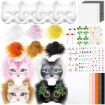 Isetehtud teriaani maskikomplekt T&uuml;hi kassi rebase mask vildikanga lehega Kunstkarusnahast silmav&otilde;rk Karvase looma kost&uuml;&uuml;mimask maskeraadiks Halloweeni peoks B