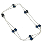 Natural London Blue Topaz Handmade 925 Sterling Silver Necklace 36 c8h51