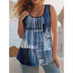 Ladies' Large Summer Elegant Leisure Resort Tank Top -3D Printed Color blocked Grid Geometric Pattern 2XL