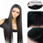 Must Pikk Sirge S&uuml;nteetiline Pitsfrontparukas (13x4/13x6) 13x6 Frontal