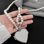 1 tk Isikup&auml;rane Pikk Kaelakee Suure Peegel-S&uuml;damekujulise Ripatsiga Naiste P&auml;rl &Otilde;lakett Ehted Mood