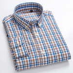 Mees Standard-Fit pikkade varrukatega Micro-Check s&auml;rgid Patch Pocket &otilde;huke pehme 100% puuvill valge/punane joontega ruuduline vabaaja mitmek&uuml;lgne s&auml;rk 4XL