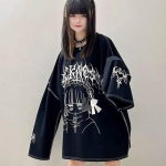 &Uuml;lem&otilde;&otilde;duline Harajuku Kawaii T-s&auml;rk Magus Jaapani Gooti Goth Vaba Kirjaga Kooli&otilde;pilaste T-s&auml;rgid Pikkade varrukatega Top Kevad XL must