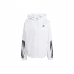 Adidas Hyperglam Wind.Rdy Triibulise Logotr&uuml;kiga Pikkade Varrukatega Kapuutsiga Jakk Naistele &Uuml;ler&otilde;ivad Valge IS8042 S