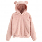 Naiste Mood Pikkade Varrukatega &Uuml;hev&auml;rviline Fliisist K&otilde;rvadega Kapuutsiga Soe Kampsun Sweatshirt S roosa