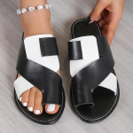 2024. aasta uued naiste kontrastv&auml;rvi libistatavad sandaalid, vabaaja aasadega varvastega lamedad suvekingad Kerged liugsandaalid 43 must