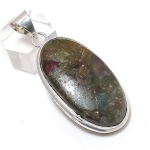 Natural Ruby Fuchsite Gemstone 925 Sterling Silver Jewelry Pendant 2.25 j2p58