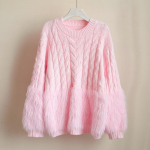 S&uuml;gisel ja talvel uue disainiga Sense Small Fringe Twist lahtine pullover kootud kampsun One Size roosa